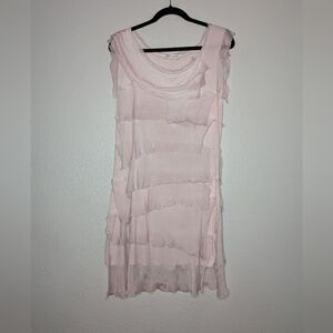 Karamel Italy Pink Layered Lagenlook Fabric Strip Knee Length Shift Dress L